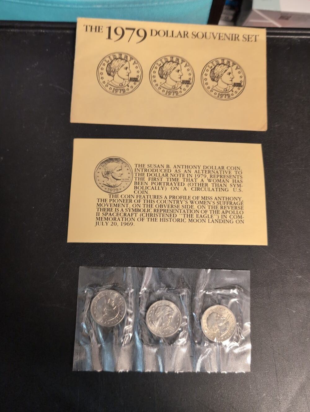 1979 P D S US Mint Susan B Anthony 3-Coin Set Uncirculated SBA